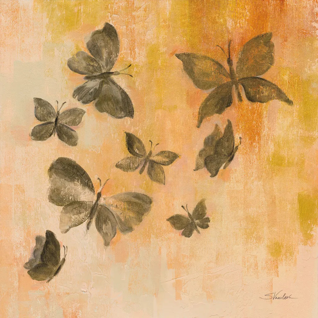 Butterfly Silhouettes I by Silvia Vassileva. SKU 90327a. Archival Giclee Fine art print for wall decor.