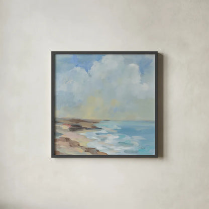 By the Beach by Silvia Vassileva. Shown in a sleek black glass frame for a contemporary gallery look. Available as an archival giclee rolled canvas, fine art paper, or poster print. SKU 90251a.