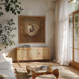 Cafe Baroque II by Silvia Vassileva. Shown in a natural wood frame in a cozy modern living room. Available as an archival giclee rolled canvas, fine art paper, or poster print. SKU 60324a.
