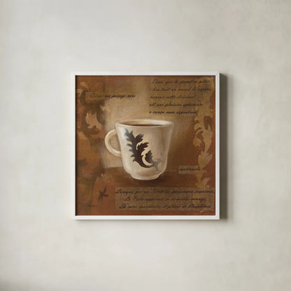 Cafe Baroque III by Silvia Vassileva. Shown in a crisp white glass frame for a clean and minimalist style. Available as an archival giclee rolled canvas, fine art paper, or poster print. SKU 60325a.