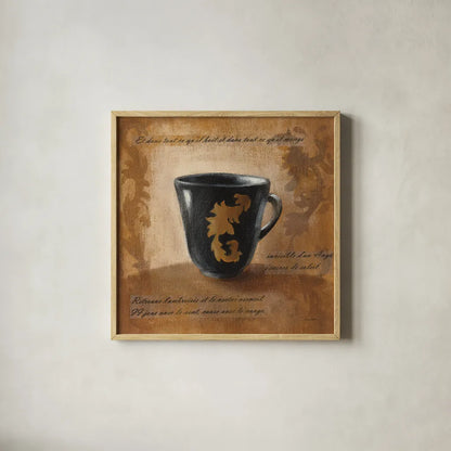 Cafe Baroque IV by Silvia Vassileva. Shown in a natural wood glass frame for a timeless modern aesthetic. Available as an archival giclee rolled canvas, fine art paper, or poster print. SKU 60326a.