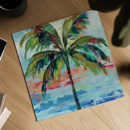California Palm I by Silvia Vassileva. Shown as a detailed flat fine art print, highlighting archival giclee quality. Available as an archival giclee rolled canvas, fine art paper, or poster print. SKU 22486a.