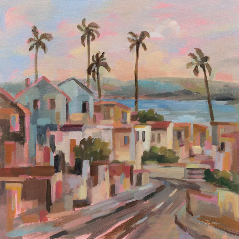 California Sunrise Street by Silvia Vassileva. SKU 95132a. Archival Giclee Fine art print for wall decor.