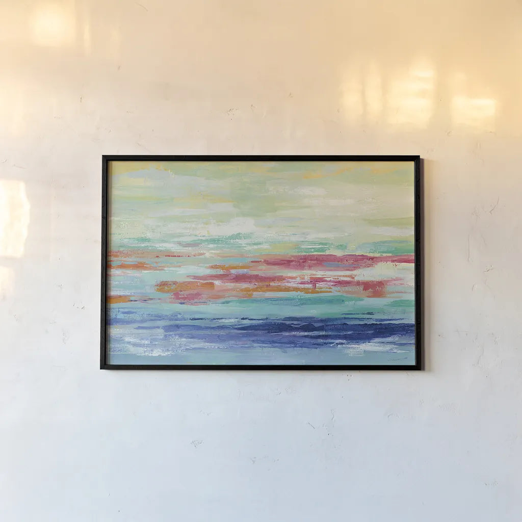 California Surf by Silvia Vassileva. shown as a paper print in a black flame. Available as a archival giclee rolled canvas, fine art paper, or poster print. SKU 23851i.