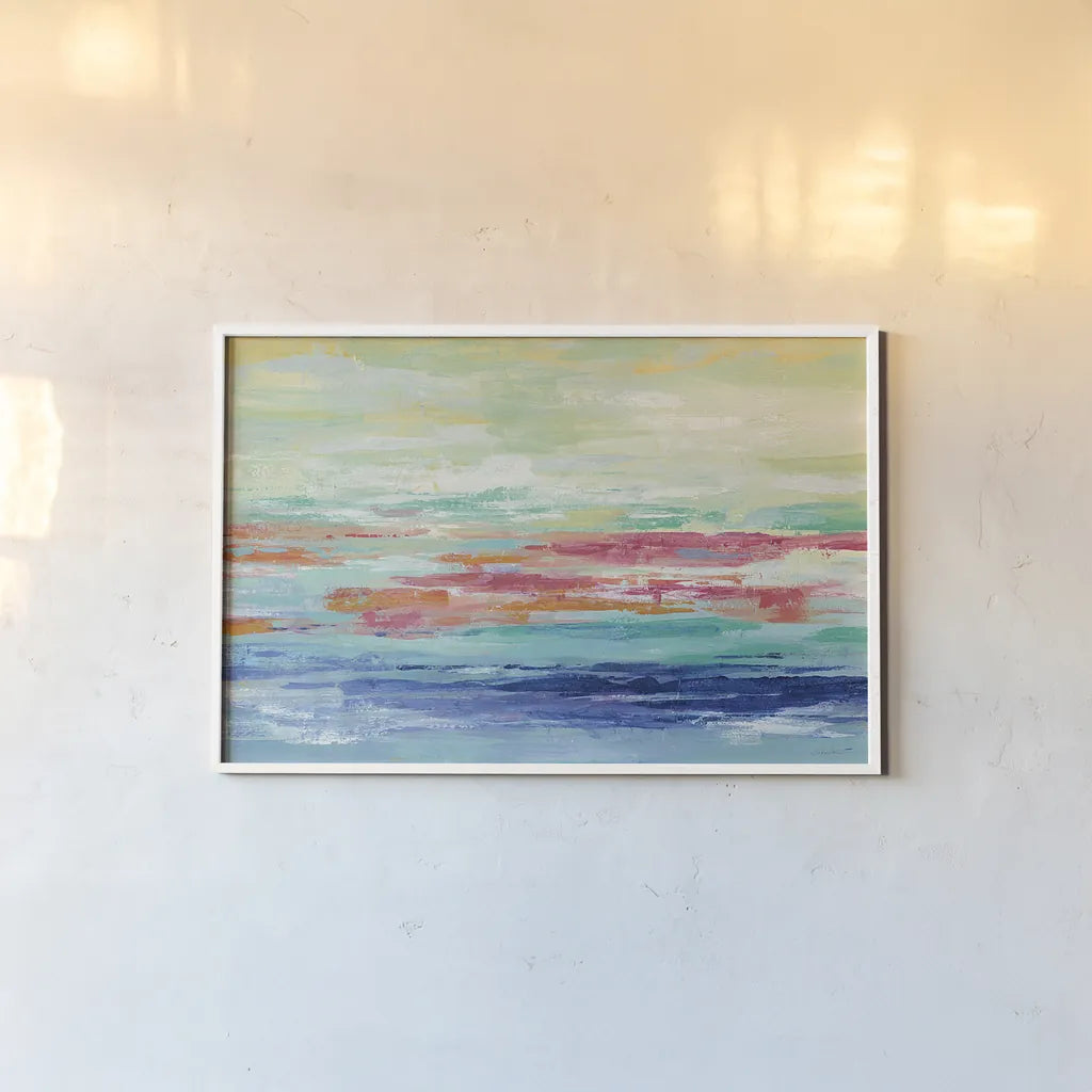 California Surf by Silvia Vassileva. shown as a paper print in a white frame. Available as a archival giclee rolled canvas, fine art paper, or poster print. SKU 23851i.