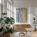 California Surf Bright Crop by Silvia Vassileva. shown as a print in a natural wood frame in a dining room. Available as a archival giclee rolled canvas, fine art paper, or poster print. SKU 64578h.