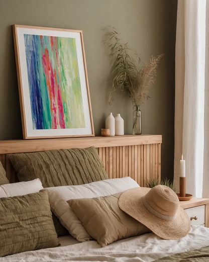 California Surf Bright Crop by Silvia Vassileva. shown as a paper print in a natural frame. Available as a archival giclee rolled canvas, fine art paper, or poster print. SKU 64578h.