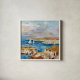 Cape Kaliakra by Silvia Vassileva. Shown in a crisp white glass frame for a clean and minimalist style. Available as an archival giclee rolled canvas, fine art paper, or poster print. SKU 97922a.