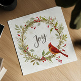 Cardinal Christmas II Gold by Silvia Vassileva. Shown as a detailed flat fine art print, highlighting archival giclee quality. Available as an archival giclee rolled canvas, fine art paper, or poster print. SKU 65273a.