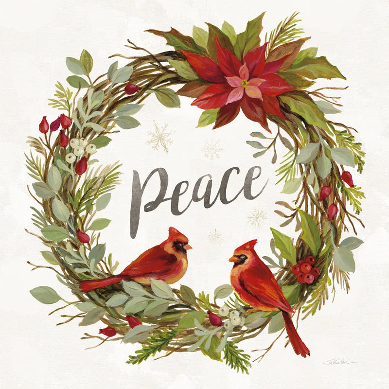 Cardinal Christmas III Gold by Silvia Vassileva. SKU 65274a. Archival Giclee Fine art print for wall decor.