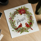 Cardinal Christmas III Gold by Silvia Vassileva. Shown as a detailed flat fine art print, highlighting archival giclee quality. Available as an archival giclee rolled canvas, fine art paper, or poster print. SKU 65274a.