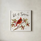 Cardinal Christmas IV by Silvia Vassileva. Shown in a crisp white glass frame for a clean and minimalist style. Available as an archival giclee rolled canvas, fine art paper, or poster print. SKU 57829a.