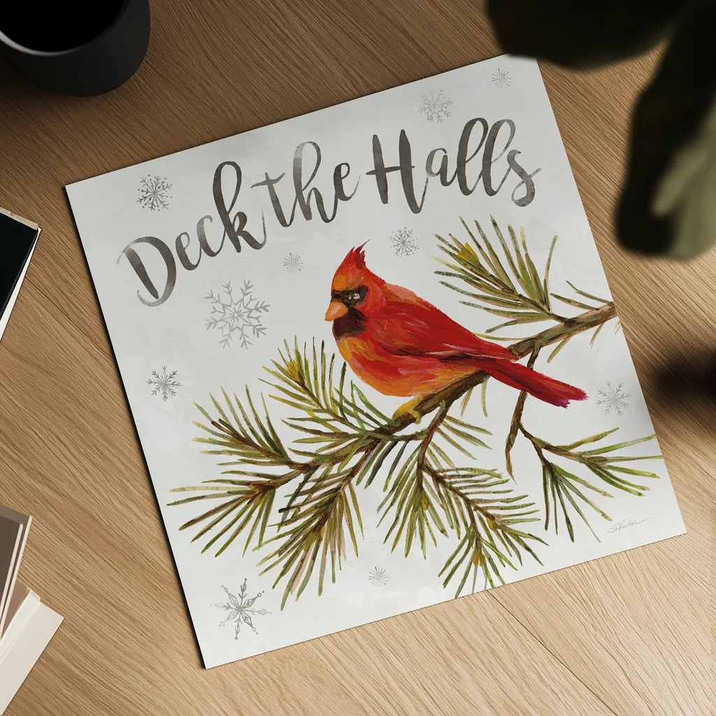 Cardinal Christmas V by Silvia Vassileva. Shown as a detailed flat fine art print, highlighting archival giclee quality. Available as an archival giclee rolled canvas, fine art paper, or poster print. SKU 57830a.