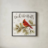 Cardinal Christmas V by Silvia Vassileva. Shown in a sleek black glass frame for a contemporary gallery look. Available as an archival giclee rolled canvas, fine art paper, or poster print. SKU 57830a.