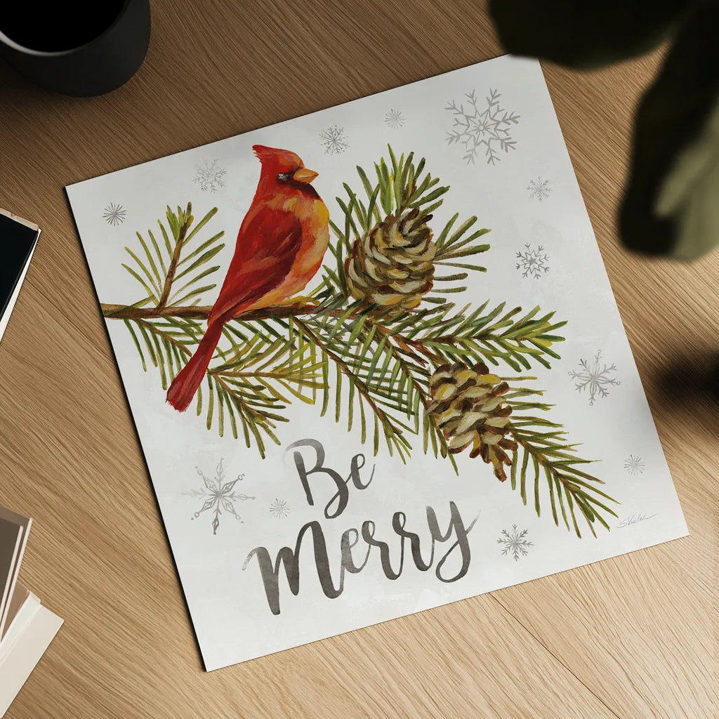 Cardinal Christmas VI by Silvia Vassileva. Shown as a detailed flat fine art print, highlighting archival giclee quality. Available as an archival giclee rolled canvas, fine art paper, or poster print. SKU 57831a.
