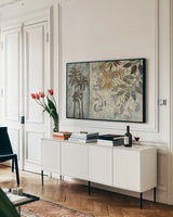 Caressing Ocean Wind I by Silvia Vassileva. shown as a framed stretched canvas in a living room above a console. Available as a archival giclee rolled canvas, fine art paper, or poster print. SKU 60316i.