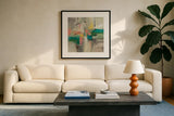 Caribbean Cabana by Silvia Vassileva. Displayed in a glass frame with matte in a clean modern living room. Available as an archival giclee rolled canvas, fine art paper, or poster print. SKU 104642a.