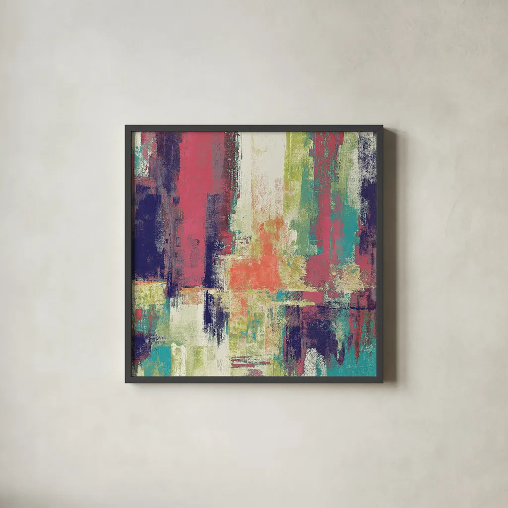 Castanets Crop Bright by Silvia Vassileva. Shown in a sleek black glass frame for a contemporary gallery look. Available as an archival giclee rolled canvas, fine art paper, or poster print. SKU 33619a.