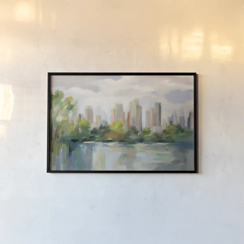 Central Park Skyline by Silvia Vassileva. shown as a paper print in a black flame. Available as a archival giclee rolled canvas, fine art paper, or poster print. SKU 81931i.