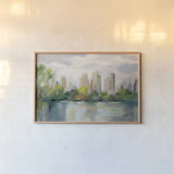 Central Park Skyline by Silvia Vassileva. shown as a paper print in a natural frame. Available as a archival giclee rolled canvas, fine art paper, or poster print. SKU 81931i.