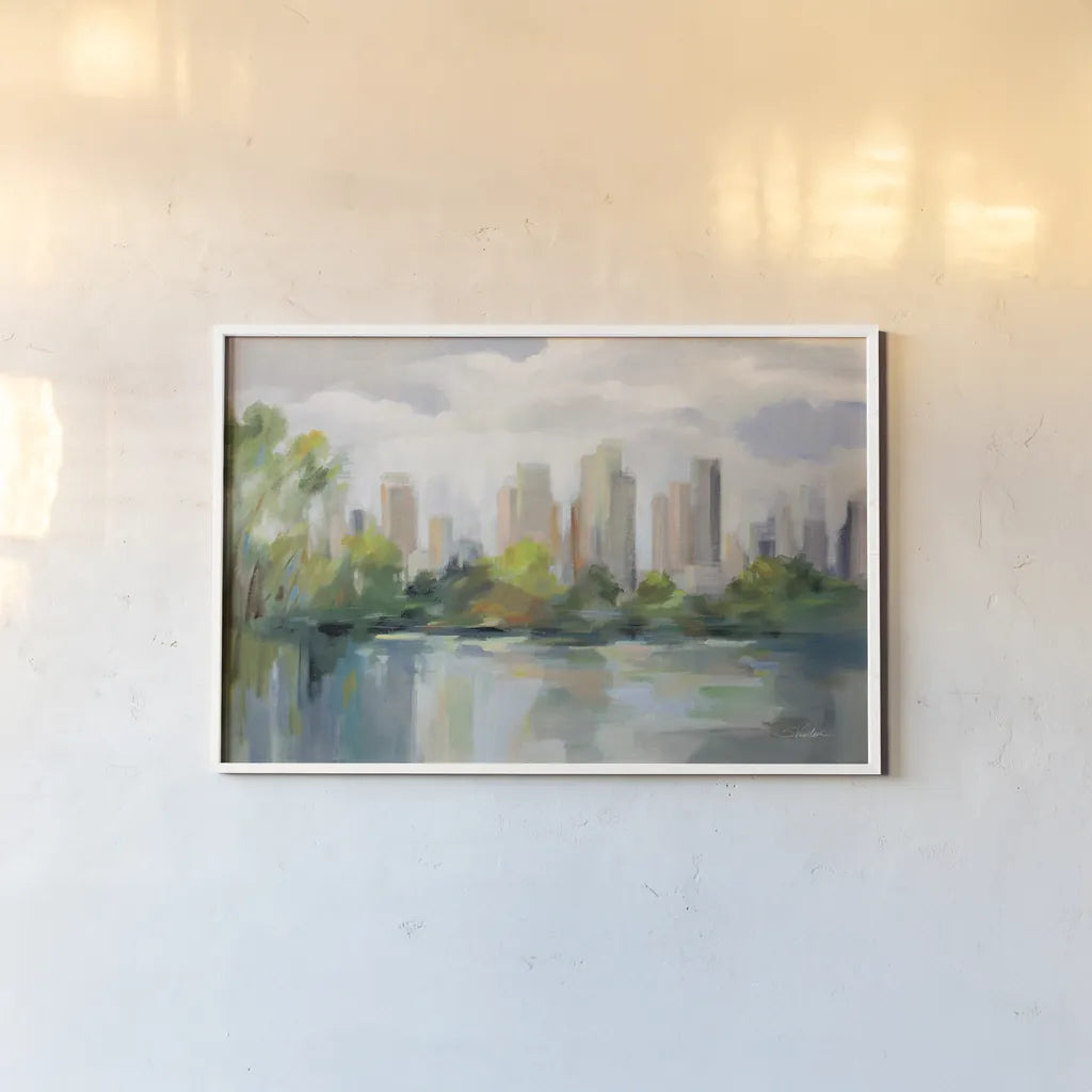 Central Park Skyline by Silvia Vassileva. shown as a paper print in a white frame. Available as a archival giclee rolled canvas, fine art paper, or poster print. SKU 81931i.