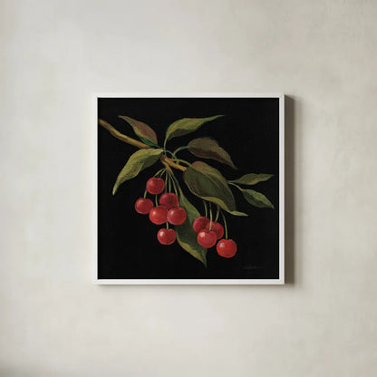 Cerise no Words by Silvia Vassileva. Shown in a crisp white glass frame for a clean and minimalist style. Available as an archival giclee rolled canvas, fine art paper, or poster print. SKU 29208a.