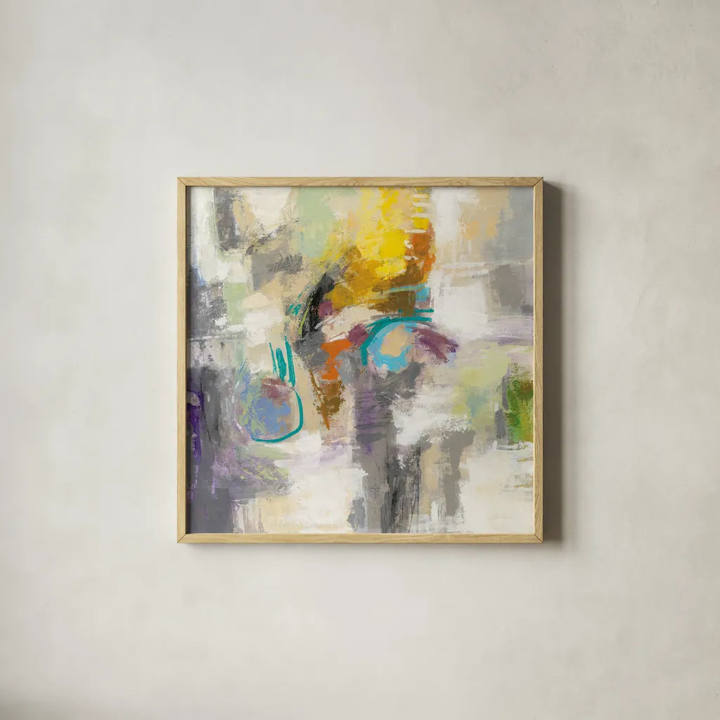 Chalk on Asphalt by Silvia Vassileva. Shown in a natural wood glass frame for a timeless modern aesthetic. Available as an archival giclee rolled canvas, fine art paper, or poster print. SKU 35307a.
