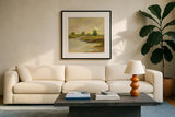 Chartreuse Fields I by Silvia Vassileva. Displayed in a glass frame with matte in a clean modern living room. Available as an archival giclee rolled canvas, fine art paper, or poster print. SKU 69161a.
