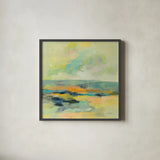 Chartreuse Hills II by Silvia Vassileva. Shown in a sleek black glass frame for a contemporary gallery look. Available as an archival giclee rolled canvas, fine art paper, or poster print. SKU 85624a.