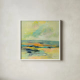 Chartreuse Hills II by Silvia Vassileva. Shown in a crisp white glass frame for a clean and minimalist style. Available as an archival giclee rolled canvas, fine art paper, or poster print. SKU 85624a.