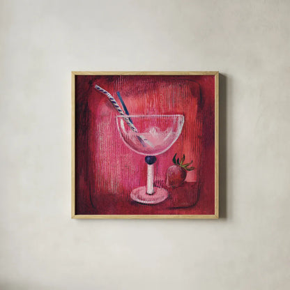 Cheers III by Silvia Vassileva. Shown in a natural wood glass frame for a timeless modern aesthetic. Available as an archival giclee rolled canvas, fine art paper, or poster print. SKU 64390a.