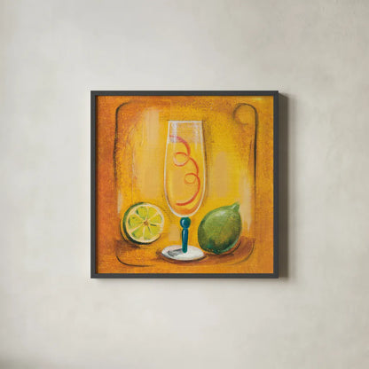 Cheers VI by Silvia Vassileva. Shown in a sleek black glass frame for a contemporary gallery look. Available as an archival giclee rolled canvas, fine art paper, or poster print. SKU 64391a.