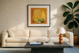 Cheers VI by Silvia Vassileva. Displayed in a glass frame with matte in a clean modern living room. Available as an archival giclee rolled canvas, fine art paper, or poster print. SKU 64391a.