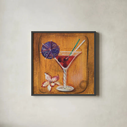 Cheers VII by Silvia Vassileva. Shown in a sleek black glass frame for a contemporary gallery look. Available as an archival giclee rolled canvas, fine art paper, or poster print. SKU 64392a.