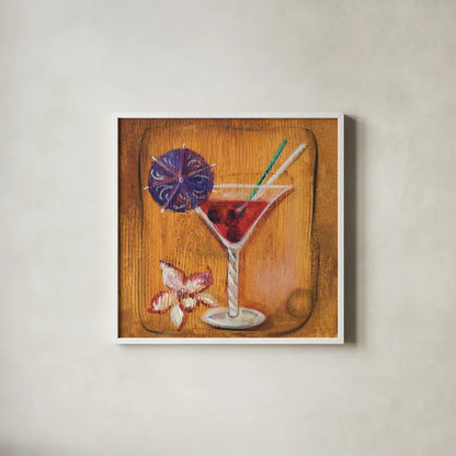 Cheers VII by Silvia Vassileva. Shown in a crisp white glass frame for a clean and minimalist style. Available as an archival giclee rolled canvas, fine art paper, or poster print. SKU 64392a.