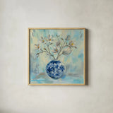Chinoiserie and Branches by Silvia Vassileva. Shown in a natural wood glass frame for a timeless modern aesthetic. Available as an archival giclee rolled canvas, fine art paper, or poster print. SKU 54376a.
