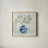 Chinoiserie and Branches Neutral by Silvia Vassileva. Shown in a natural wood glass frame for a timeless modern aesthetic. Available as an archival giclee rolled canvas, fine art paper, or poster print. SKU 56444a.