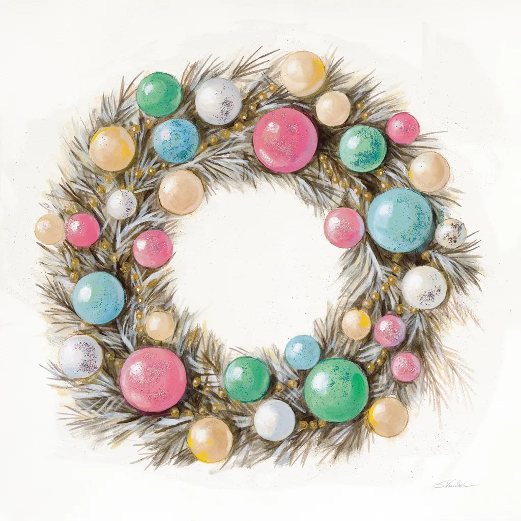 Christmas Glamour Wreath by Silvia Vassileva. SKU 65238a. Archival Giclee Fine art print for wall decor.