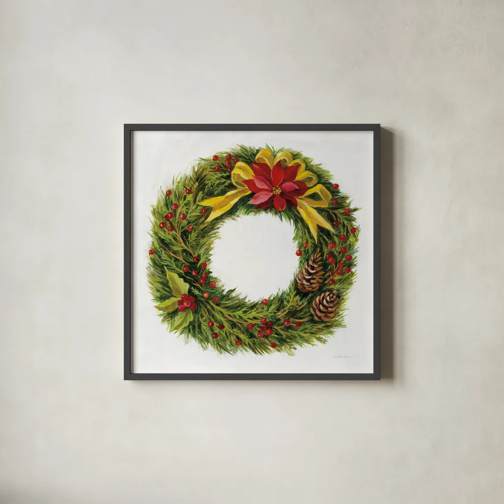 Christmas Moment by Silvia Vassileva. Shown in a sleek black glass frame for a contemporary gallery look. Available as an archival giclee rolled canvas, fine art paper, or poster print. SKU 65239a.