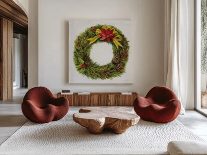 Christmas Moment by Silvia Vassileva. Shown as extra-large giant wall art in a modern living room. Available as an archival giclee rolled canvas, fine art paper, or poster print. SKU 65239a.