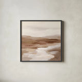 Cinnamon Riverbank I Light by Silvia Vassileva. Shown in a sleek black glass frame for a contemporary gallery look. Available as an archival giclee rolled canvas, fine art paper, or poster print. SKU 75032a.