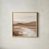 Cinnamon Riverbank II Light by Silvia Vassileva. Shown in a natural wood glass frame for a timeless modern aesthetic. Available as an archival giclee rolled canvas, fine art paper, or poster print. SKU 75033a.