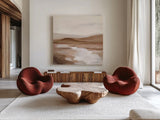 Cinnamon Riverbank II Light by Silvia Vassileva. Shown as extra-large giant wall art in a modern living room. Available as an archival giclee rolled canvas, fine art paper, or poster print. SKU 75033a.