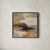 Cinnamon Shore I by Silvia Vassileva. Shown in a sleek black glass frame for a contemporary gallery look. Available as an archival giclee rolled canvas, fine art paper, or poster print. SKU 85003a.
