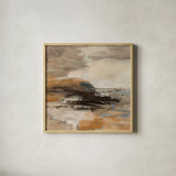 Cinnamon Shore I by Silvia Vassileva. Shown in a natural wood glass frame for a timeless modern aesthetic. Available as an archival giclee rolled canvas, fine art paper, or poster print. SKU 85003a.