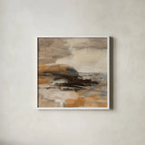 Cinnamon Shore I by Silvia Vassileva. Shown in a crisp white glass frame for a clean and minimalist style. Available as an archival giclee rolled canvas, fine art paper, or poster print. SKU 85003a.