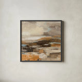 Cinnamon Shore II by Silvia Vassileva. Shown in a sleek black glass frame for a contemporary gallery look. Available as an archival giclee rolled canvas, fine art paper, or poster print. SKU 85004a.