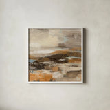 Cinnamon Shore II by Silvia Vassileva. Shown in a crisp white glass frame for a clean and minimalist style. Available as an archival giclee rolled canvas, fine art paper, or poster print. SKU 85004a.