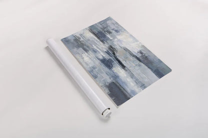 Clear  Water Indigo and Gray by Silvia Vassileva. shown as a rolled paper print. Available as archival giclee rolled canvas, fine art paper, or poster print. SKU 20866i.