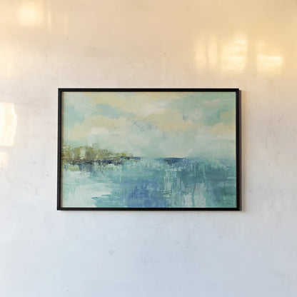 Cliff Side Town by Silvia Vassileva. shown as a paper print in a black flame. Available as a archival giclee rolled canvas, fine art paper, or poster print. SKU 28118i.